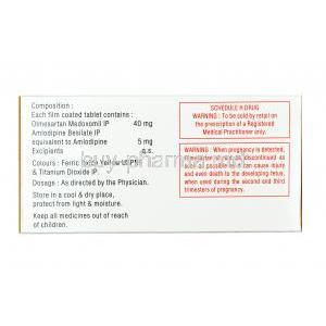 Olsar A40, Olmesartan& Amlodipine, 40mg box side view