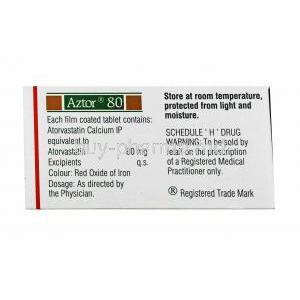 Aztor, Atorvastatin 80mg composition