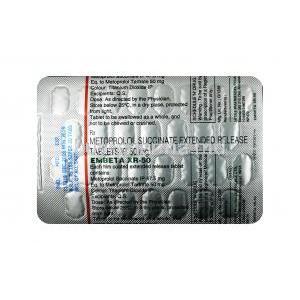 Embeta XR, Metoprolol, 50 mg, Tablet (XR),sheet information