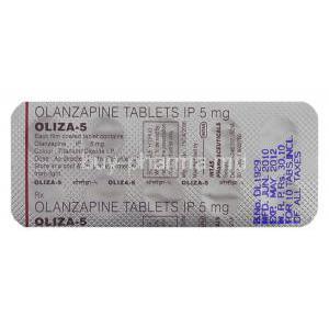 Oliza, Generic Zyprexa,  Olanzapine 5 Mg Packaging