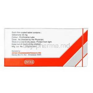 Norwayz,Idebenone, 45 mg,Tablet, box back information