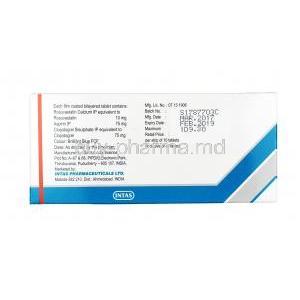 Preva Gold, Aspirin 75mg + Rosuvastatin 10mg + Clopidogrel 75mg,Tablet, box back information