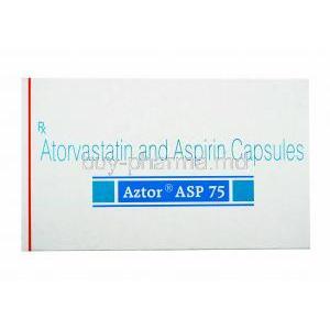 Aztor ASP, Atorvastatin 10mg and Aspirin  75mg box