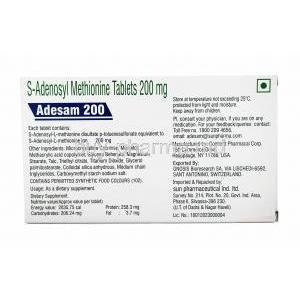 Adesam, S-Adenosyl-L-Methionine Ion 200mg composition