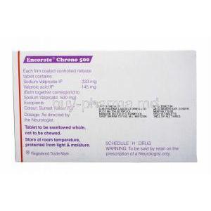 Encorate Chrono, Sodium Valproate 333mg and Valproic Acid 145mg composition