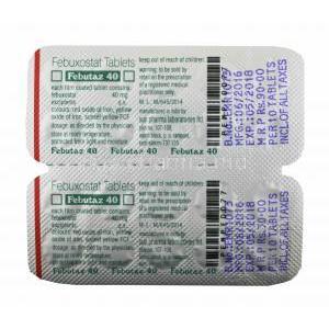 Febutaz, Febuxostat tablets back