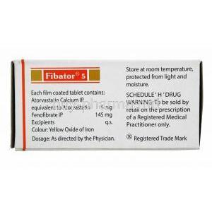 Fibator, Atorvastatin 5mg and Fenofibrate 145mg composition