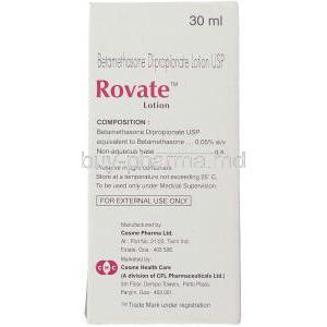 Maxivate, Generic Diprosone,  Rovate Betamethasone Lotion Box Information