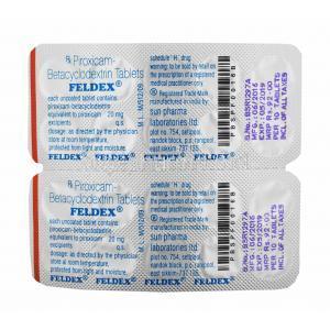 Feldex, Piroxicam tablets back