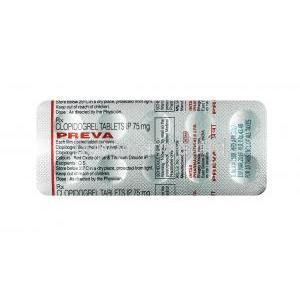 Preva, Clopidogrel, 75 mg, Tablet, sheet information