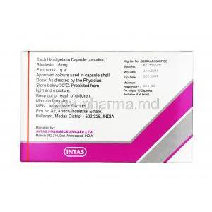 Silotime, Silodosin, 8 mg, Capsule, capsule, box back information