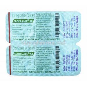 Clofranil, Clomipramine 50mg tablets back