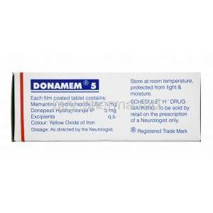 Donamem, Donepezil 5mg and Memantine 5mg composition