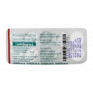 Cardivas CR, Carvedilol 40mg tablets back