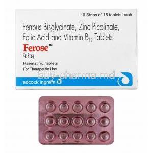 Ferose, Iron/ Zinc/ Folic Acid/ Vitamin B12