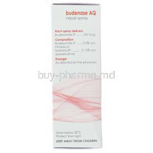 Budenase AQ, Generic Rhinocort Aqua,  Budesonide  Nasal  Spray Box Composition