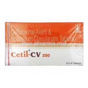 Cetil-CV, Cefuroxime 250mg and Clavulanic Acid 125mg box
