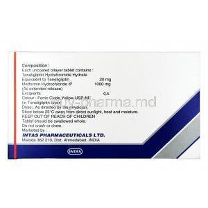 ‐Tagon M Forte, Metformin + Teneligliptin, Tablet(ER), box back information