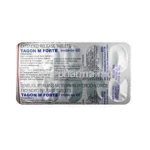 Tagon M Forte, Metformin + Teneligliptin, Tablet(ER), sheet information