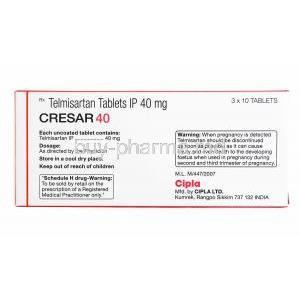 Cresar, Telmisartan 40mg composition