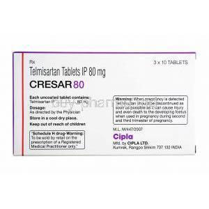 Cresar, Telmisartan 80mg composition