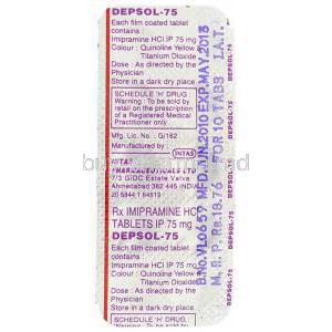 Depsol, Generic  Tofranil,  Imipramine Hydrochloride  75 Mg Tablet Packaging