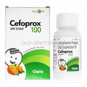 Cefoprox Dry Syrup, Cefpodoxime 100 mg box and bottle