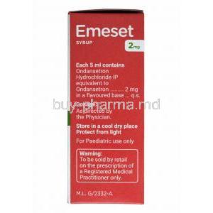 Emeset Syrup Lemon Flavour, Ondansetron composition