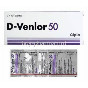 D-Venlor, Desvenlafaxine 50mg box and tablets