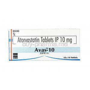 Avas, Atorvastatin 10 mg, Tablet, Box
