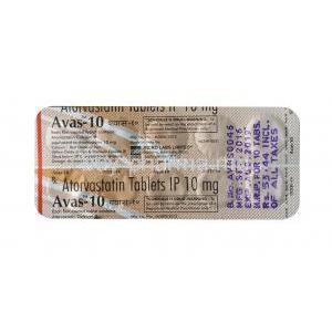 Avas, Atorvastatin 10 mg, Tablet, Sheet information