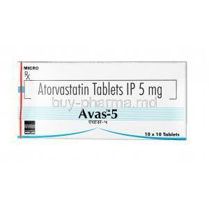 Avas, Atorvastatin 5 mg, Tablet, Box