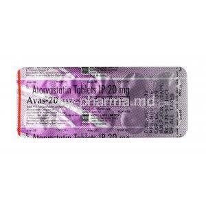 Avas, Atorvastatin 20 mg, Tablet, Sheet information