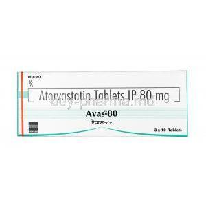 Avas, Atorvastatin 80 mg, Tablet, Box