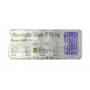 Avas, Atorvastatin 80 mg, Tablet, Sheet information