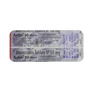 Astin,Atorvastatin,10 mg, Tablet, sheet information