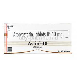 Astin,Atorvastatin,40 mg, Tablet, box