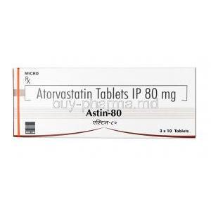 Astin,Atorvastatin, 80 mg, Tablet, box
