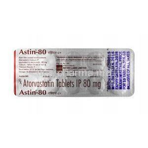 Astin,Atorvastatin, 80 mg, Tablet, sheet information