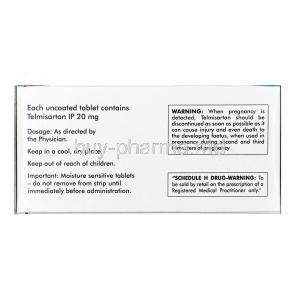 Arbitel, Telmisartan 20 mg,Tablet, box informaiton