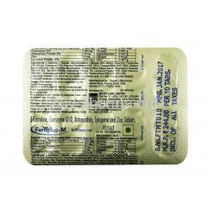 FertiPlus M, Coenzyme Q10, Selenium, Folic acid, Levocarnitine, Lycopene and Zinc sulphate,Tablet, sheet information