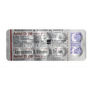Astin D, Atorvastatin 20mg / Vitamin D3 1000IU, Tablet, sheet information