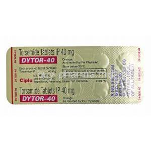 Dytor, Torasemide 40mg tablets back