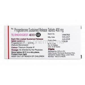 Endogest Tablet, Progesterone 400mg composition