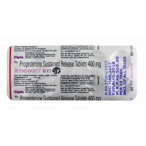 Endogest Tablet, Progesterone 400mg tablets back