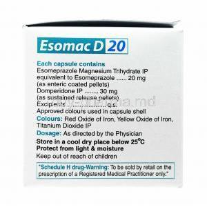 Esomac D, Domperidone 30mg and Esomeprazole 20mg composition