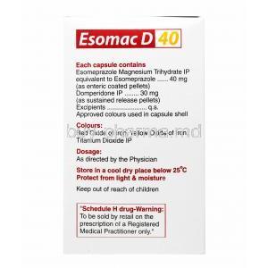 Esomac D, Domperidone 30mg and Esomeprazole 40mg composition