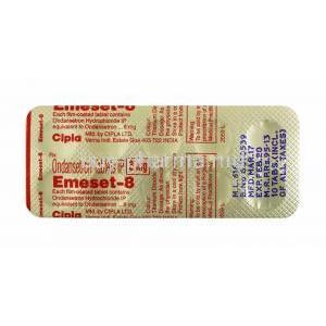 Emeset, Ondansetron 8mg tablets back