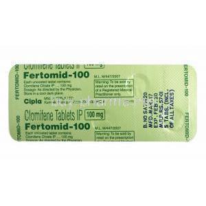 Fertomid, Clomiphene 100mg tablets back