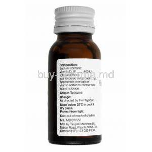 D-sol Drop, Cholecalciferol bottle back